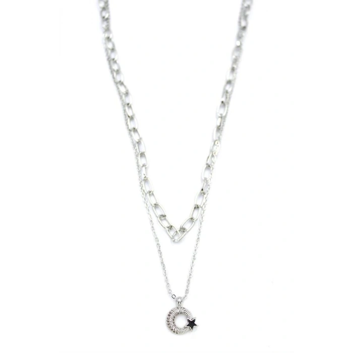 LitaeTrend Çoklu Ay Yıldız Kolye - Gümüş