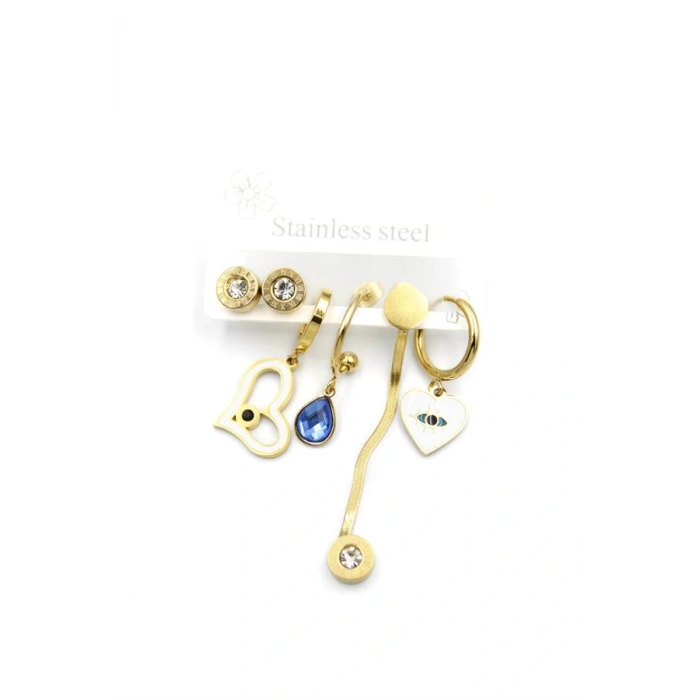 LitaeTrend Çoklu Çelik Küpe - Altın