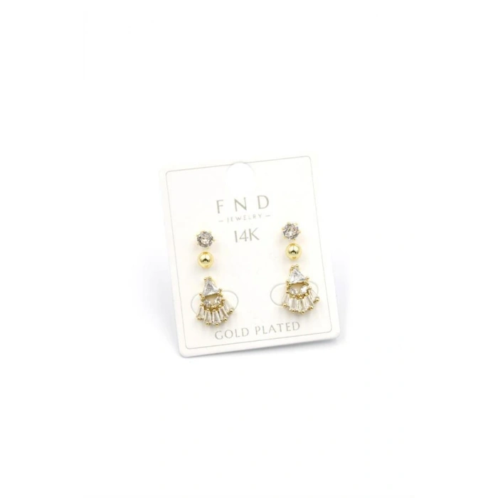 LitaeTrend Çoklu Taşlı Küpe - Altın