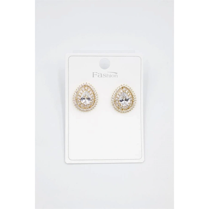 LitaeTrend Damla Taşlı Küpe - Altın