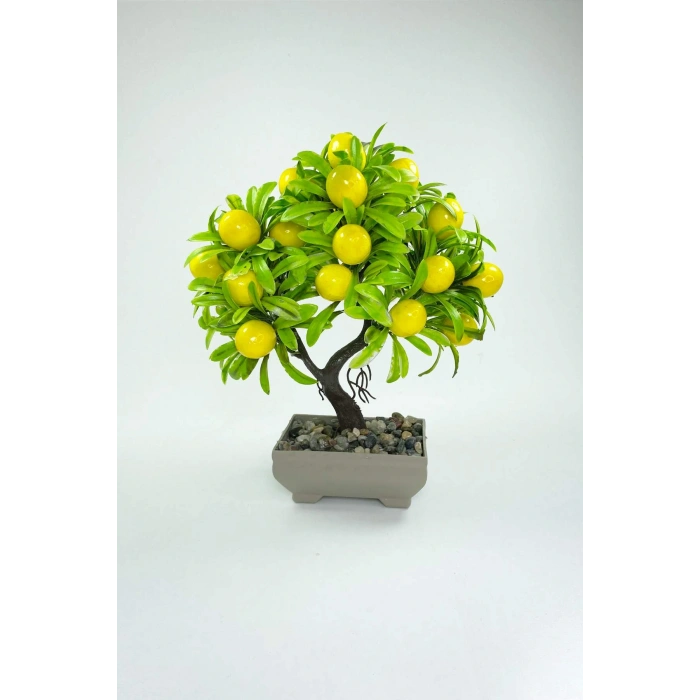 LitaeTrend Dekor Ağaç Limon Ağacı Saksılı Dekoratif Ağaç Biblo 24x13 cm