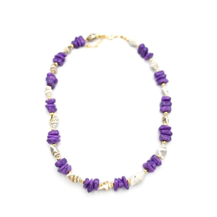 LitaeTrend Deniz Kabuğu Kolye - Mor