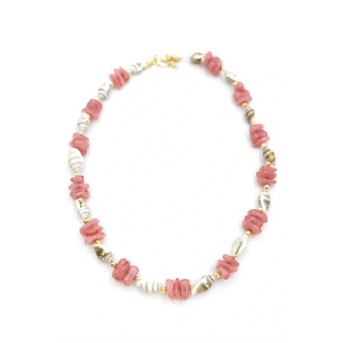 LitaeTrend Deniz Kabuğu Kolye - Nar Çiçeği