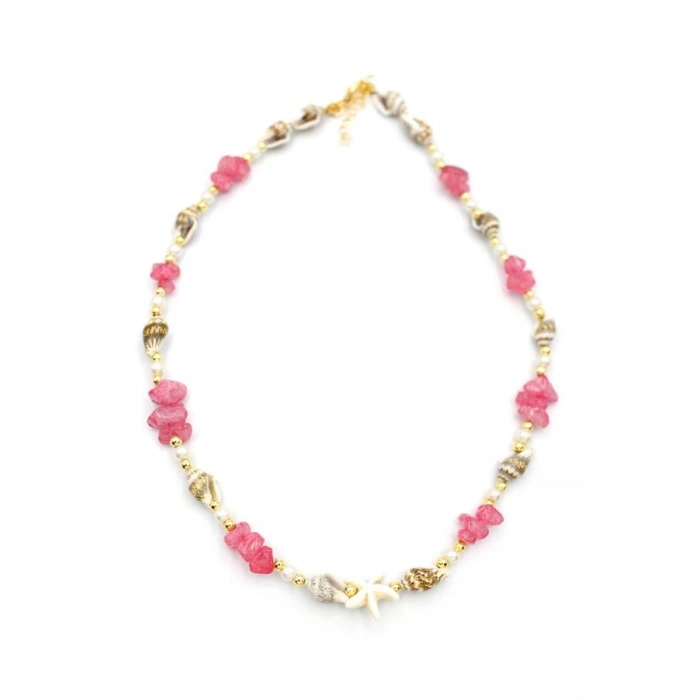 LitaeTrend Deniz Kabuğu Kolye - Nar Çiçeği