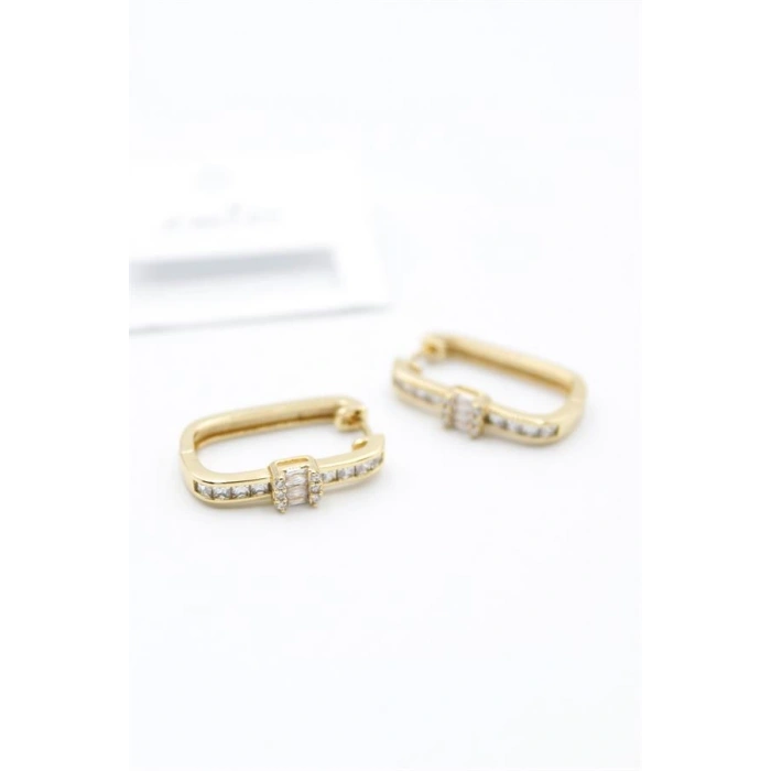 LitaeTrend Dikdörgen Taşlı Küpe - Altın