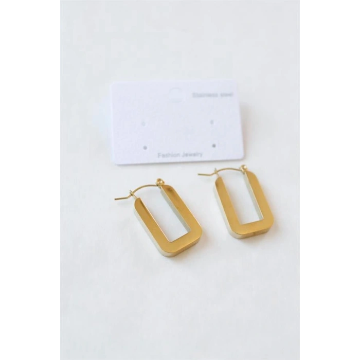 LitaeTrend Dikdörtgen Çelik  Küpe - Altın