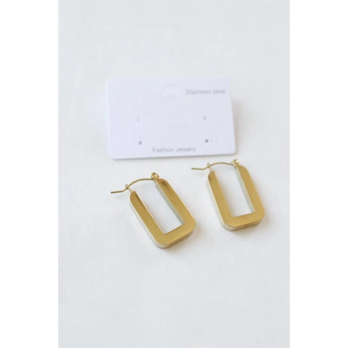 LitaeTrend Dikdörtgen Çelik  Küpe - Altın