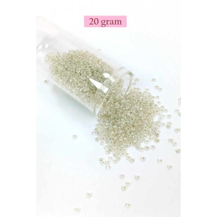 LitaeTrend Dökme Cam Kum Boncuk (11/0) 2 mm - 20 Gram -  Şeffaf - BNC034