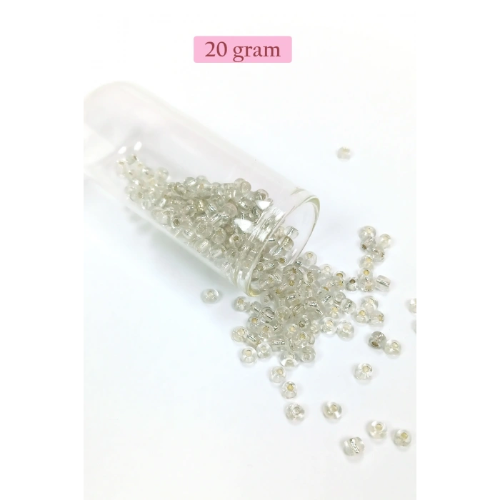 LitaeTrend Dökme Cam Kum Boncuk Büyük Boy (6/0) 4 mm - 20 Gram - Şeffaf - BNC086