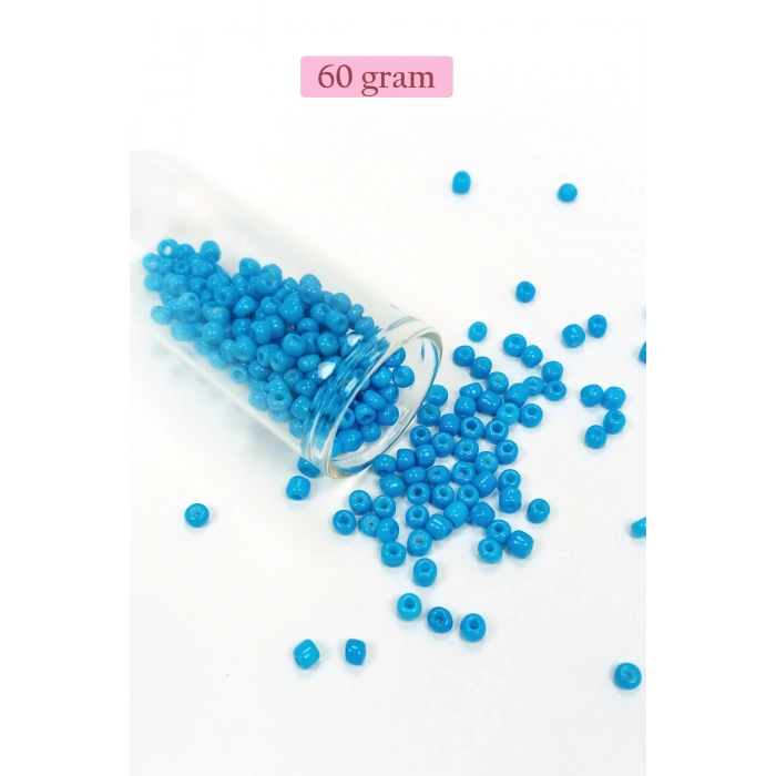 LitaeTrend Dökme Cam Kum Boncuk Büyük Boy (6/0) 4 mm - 60 Gram - Açık Mavi - BNC142