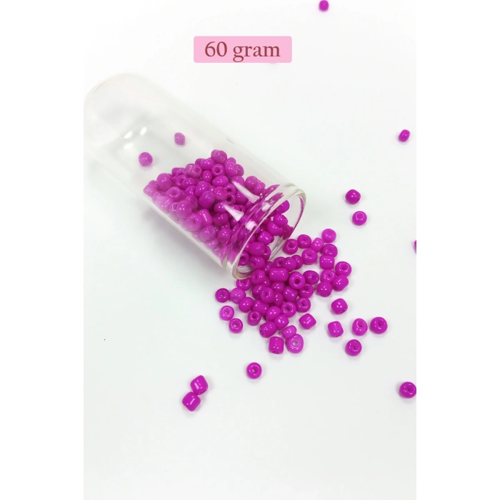 LitaeTrend Dökme Cam Kum Boncuk Büyük Boy (6/0) 4 mm - 60 Gram - Fuşya - BNC135