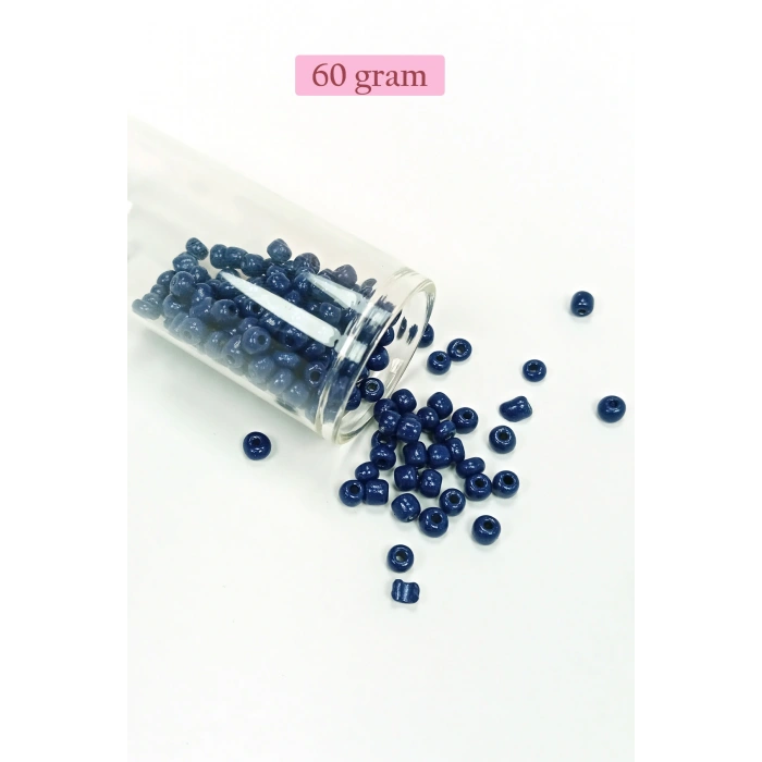LitaeTrend Dökme Cam Kum Boncuk Büyük Boy (6/0) 4 mm - 60 Gram - Lacivert - BNC134