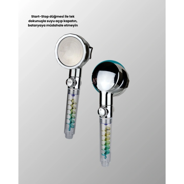 LitaeTrend Döner Pervaneli El Duşu Başlığı – Su Tasarruflu, Basınç Artırıcı, Yağmur Etkili