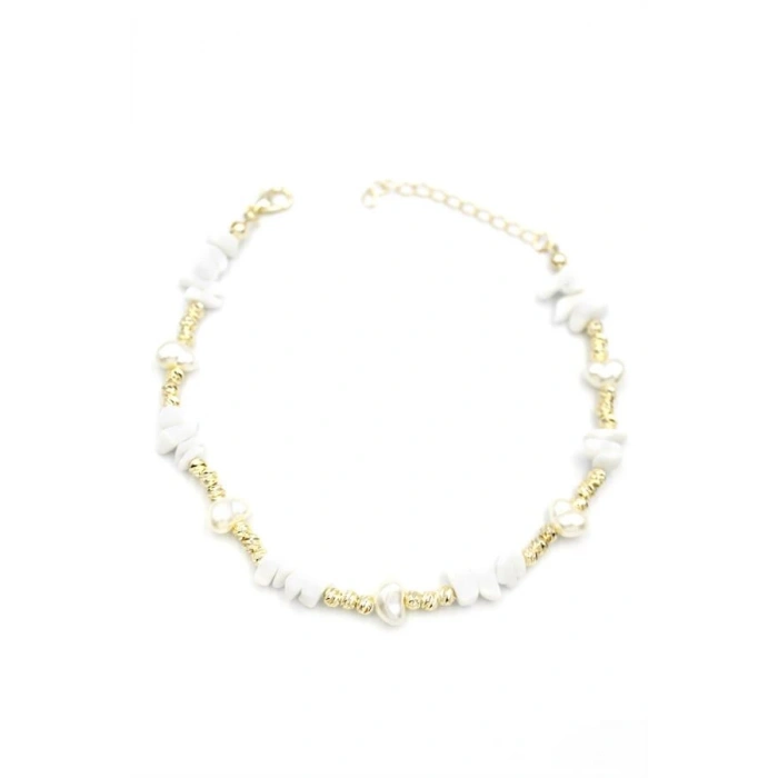 LitaeTrend Dorika Taş Halhal - Beyaz