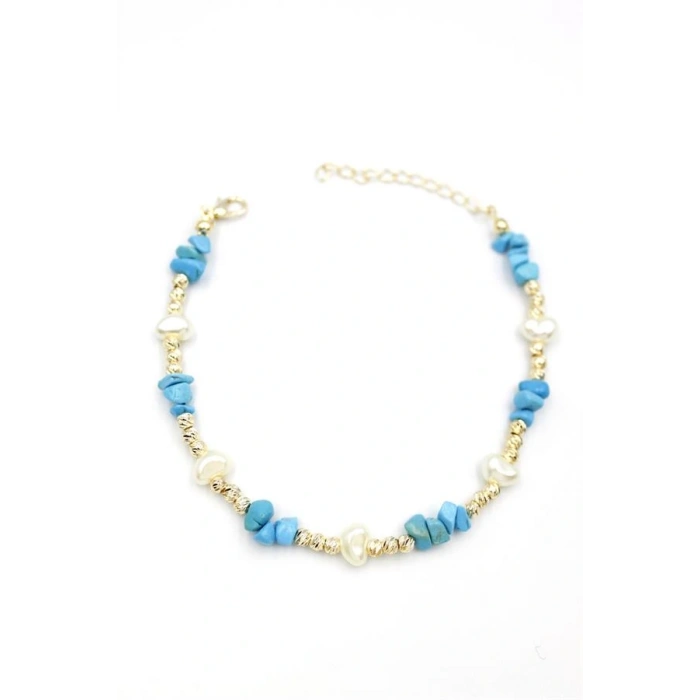 LitaeTrend Dorika Taş Halhal - Turkuaz