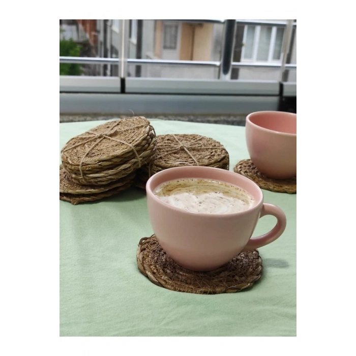 LitaeTrend El Yapımı Hasır Bardak Altlığı Fincan Çay Kupa Altlığı Hasır Bardak Altlığı 6 Adet Royaleks-BLSSGS10