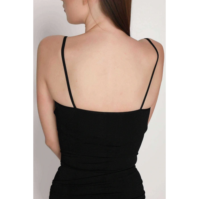 LitaeTrend Elite Life Kadın Dikişsiz Ince Askılı Siyah Atlet 848