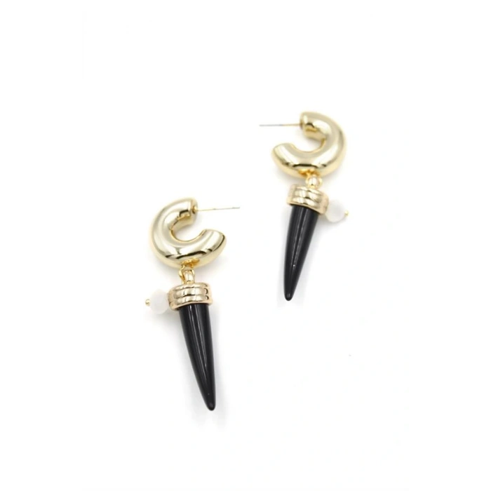 LitaeTrend Fildişi Halka Küpe - Siyah