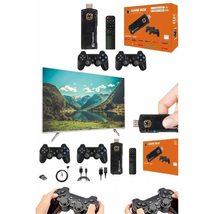 HERŞEYTREND Game Box Android Tv 36500 Oyunlu Atari 5g 8k HDR Ultra HD 64 GB
