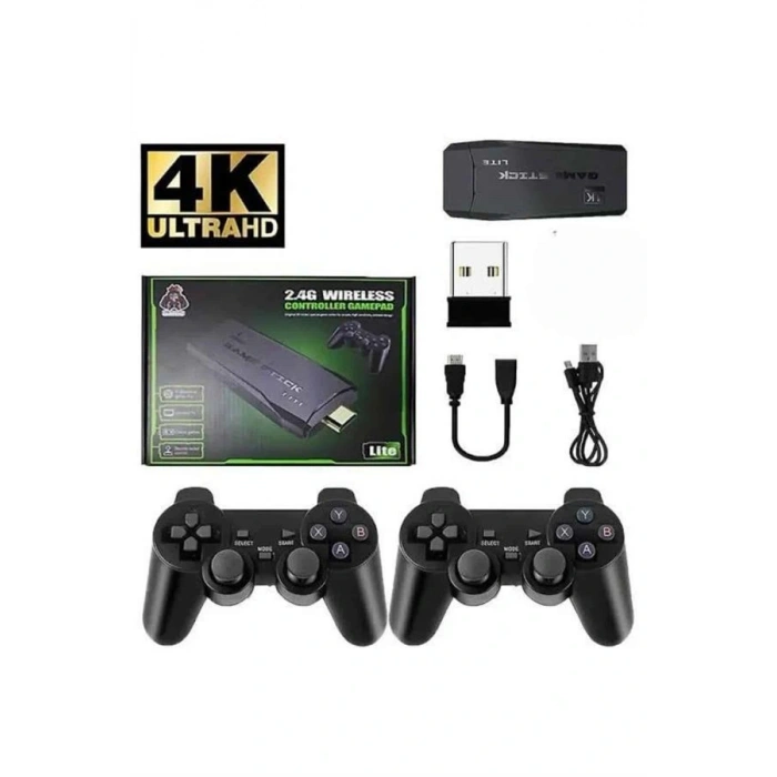LitaeTrend Game Stick 20000 Oyun Kablosuz Çift Kol Retro Oyunlar Game Stick Atari 2.4g 4K