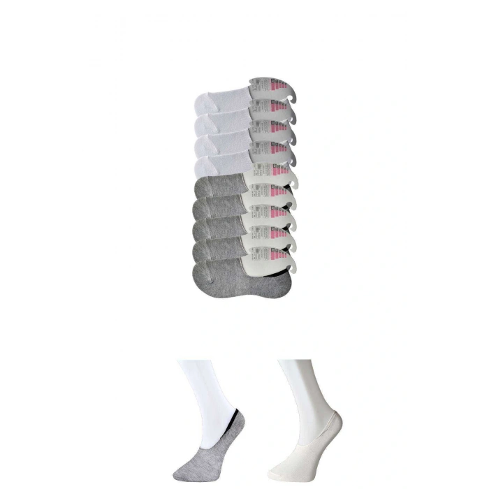 LitaeTrend Gri ve Beyaz Kadın Babet Çorap 9 çift