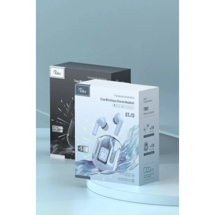 LitaeTrend GT13 Dijital Şarj Göstergeli Kablosuz Airpods Kulaklık - Beyaz