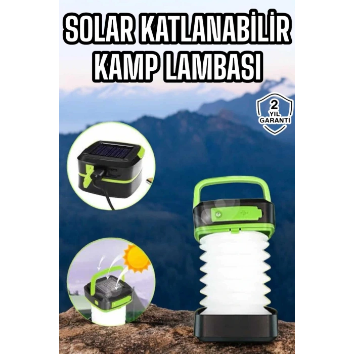 LitaeTrend Güneş Enerjili Led Lamba Kamp Lambası Katlanabilir Lamba USB Şarjlı