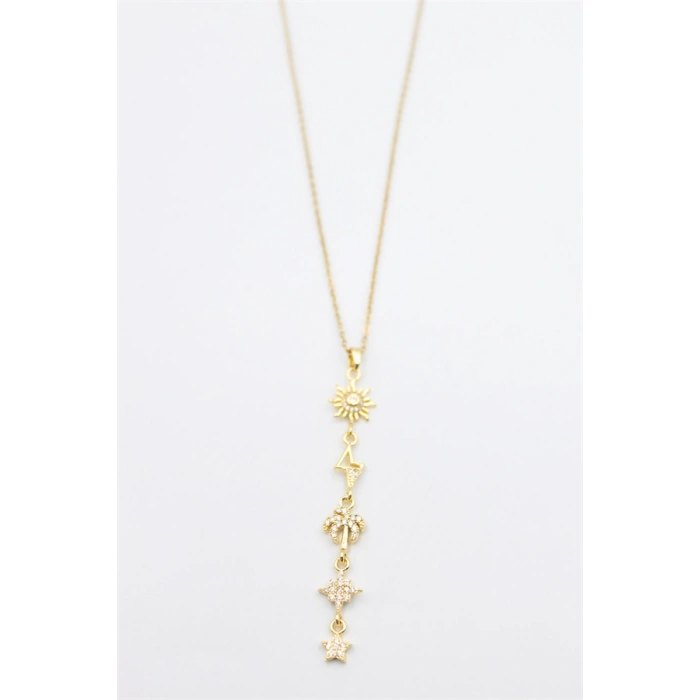 HERŞEYTREND Güneş Yıldız Kolye - Altın