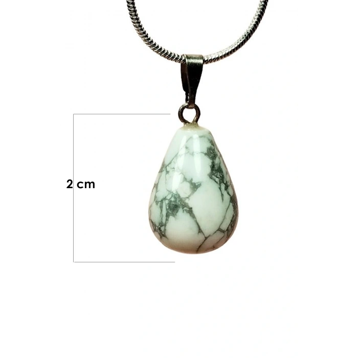 LitaeTrend Havlit Doğal Taşı Zincirli El Yapımı Kolye Uç: 2 cm Zincir: 20 cm Kutulu