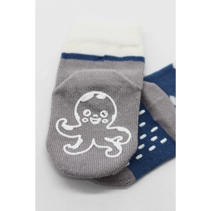 LitaeTrend Hayvan Figürlü Kaymaz Erkek Soket Çorap 2li  İndigo