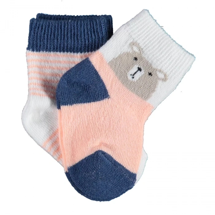 LitaeTrend Hello Teddy Bear 2li Kız Çorap Ekru Somon