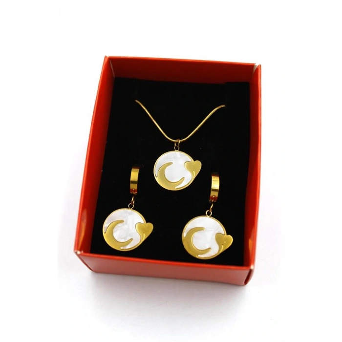 LitaeTrend Hilal Kalp Set Kolye - Altın