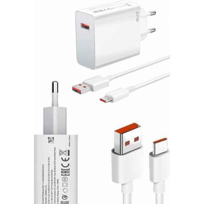 LitaeTrend Hızlı Şarj Aleti Adaptörü Kablo Seti 67W Uzun Ömürlü Beyaz