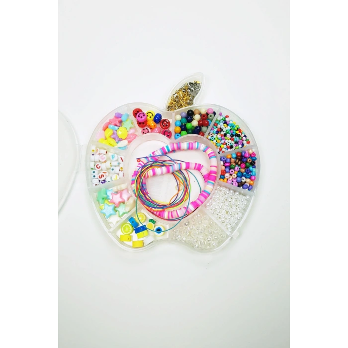 LitaeTrend Hobi Takı Tasarım Seti Boncuk Harf Gülen Surat Temalı Klipsli Full Set