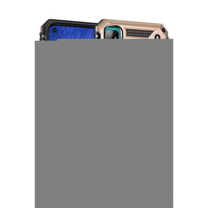 LitaeTrend Huawei P40 Lite E Kılıf Sofya Yüzüklü Silikon Kapak - Gold