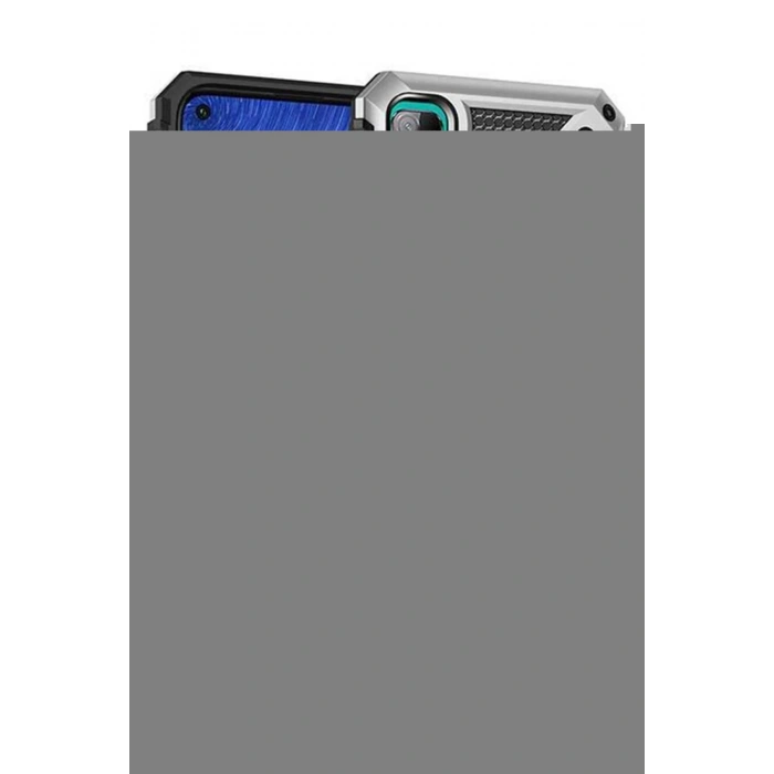 LitaeTrend Huawei P40 Lite E Kılıf Sofya Yüzüklü Silikon Kapak - Gümüş