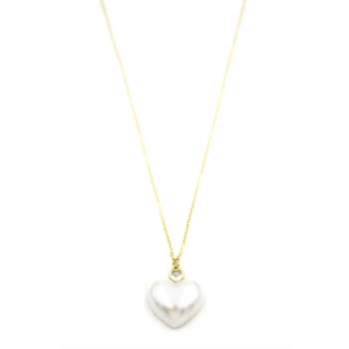 LitaeTrend İnci Kalp Kolye - Altın