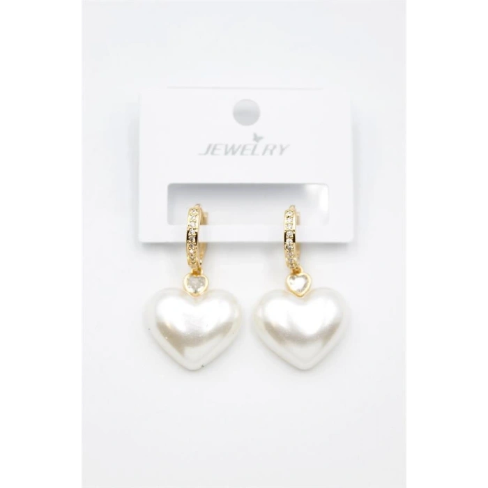 LitaeTrend İnci Kalp Küpe - Altın