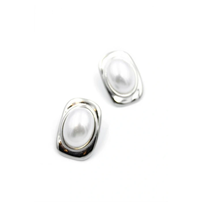 LitaeTrend İnci Oval Küpe - Gümüş