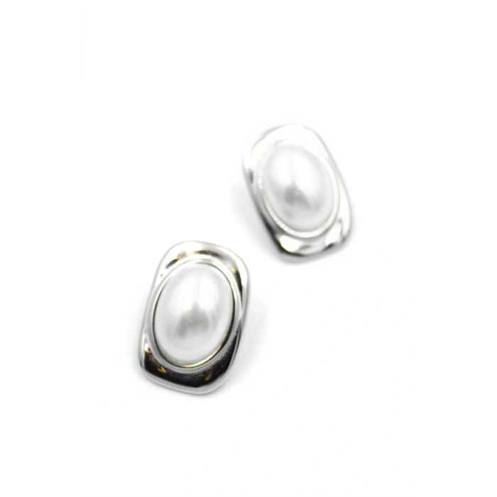 LitaeTrend İnci Oval Küpe - Gümüş