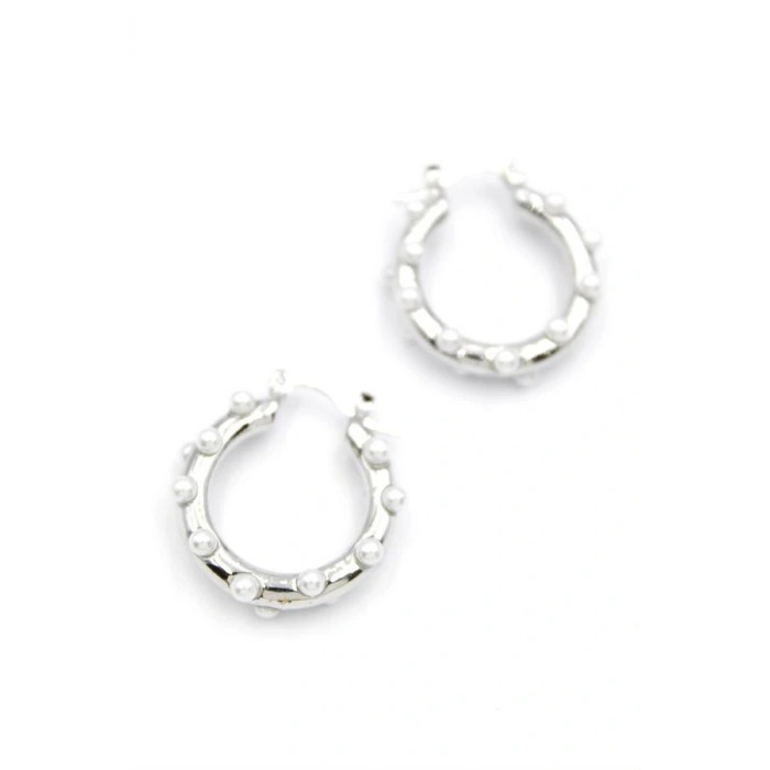 LitaeTrend İncili Halka Küpe - Gümüş