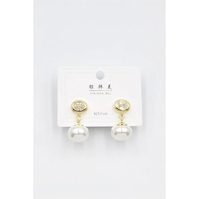 LitaeTrend İncili Taşlı Küpe - Altın