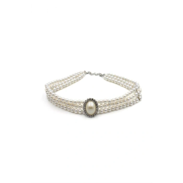 LitaeTrend İncili Tasma Kolye - Gümüş