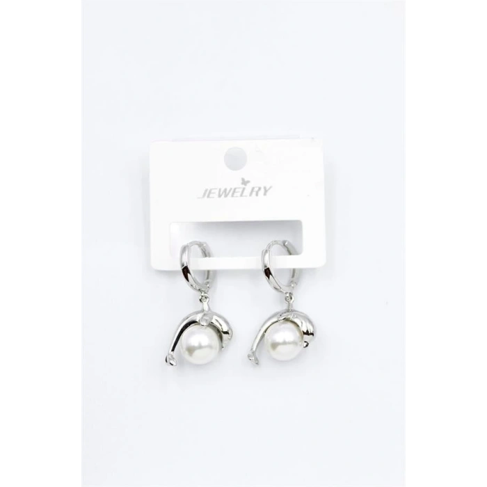 LitaeTrend İncili Yunus Küpe - Gümüş