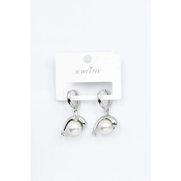 LitaeTrend İncili Yunus Küpe - Gümüş