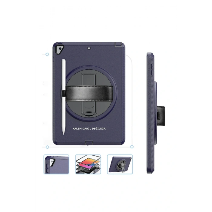 LitaeTrend iPad 10.2 (7.nesil) Kılıf Hand Strap Tablet Kılıfı - Lacivert