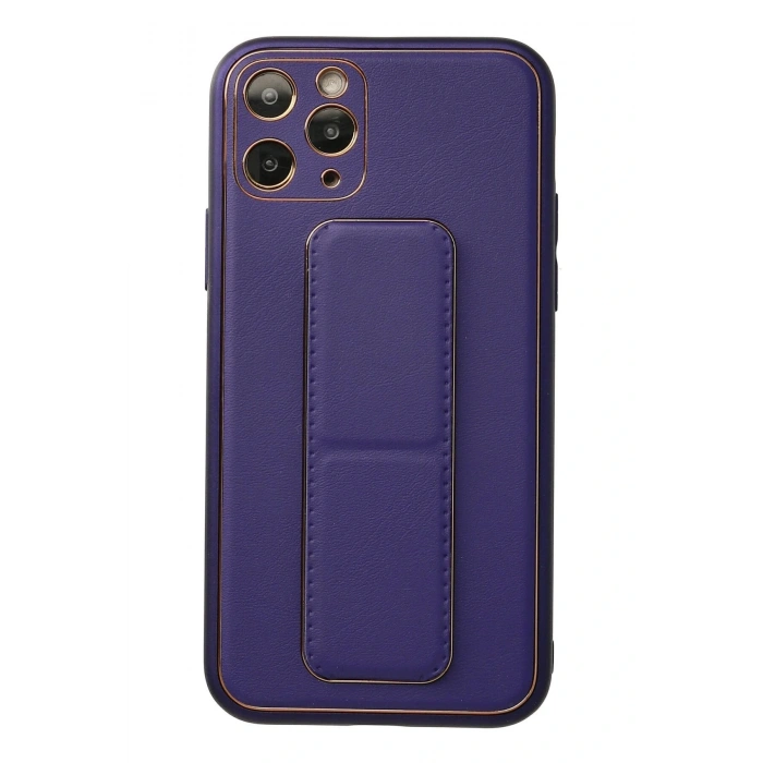 LitaeTrend iPhone 11 Pro Kılıf Coco Deri Standlı Kapak - Mor