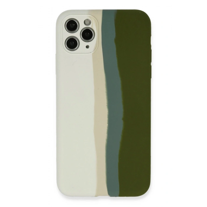 LitaeTrend iPhone 11 Pro Kılıf Ebruli Lansman Silikon - Beyaz-Yeşil