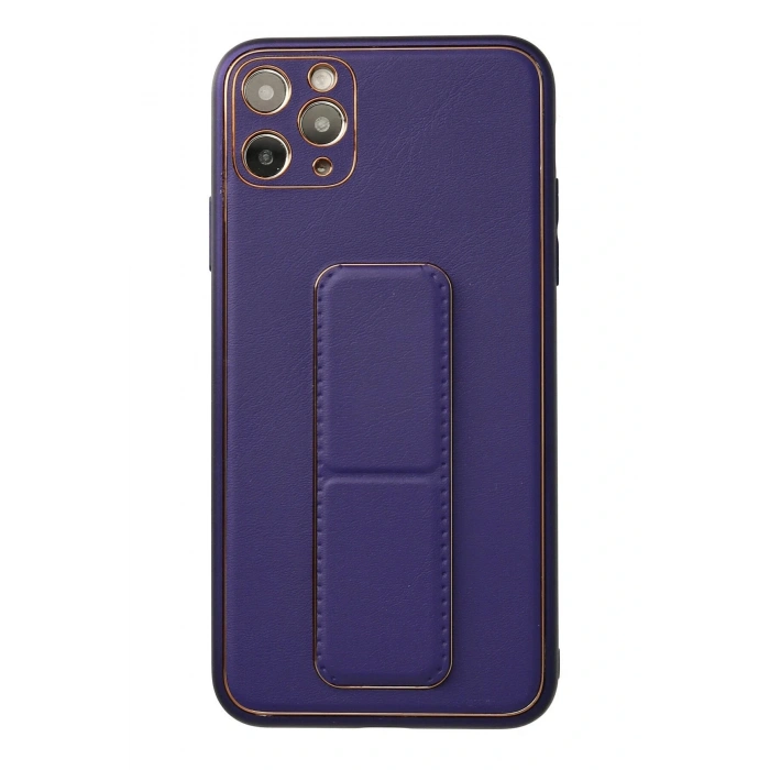 LitaeTrend iPhone 11 Pro Max Kılıf Coco Deri Standlı Kapak - Mor
