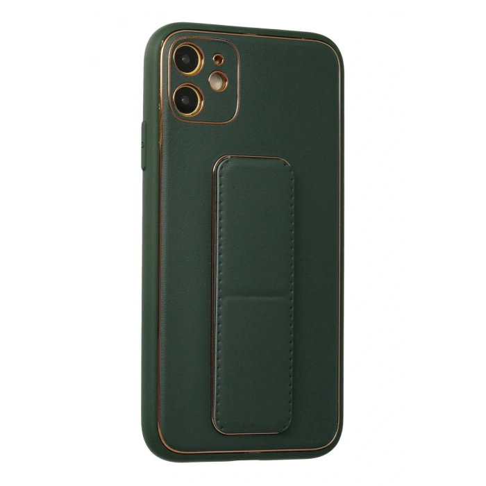 LitaeTrend iPhone 12 Kılıf Coco Deri Standlı Kapak - Yeşil